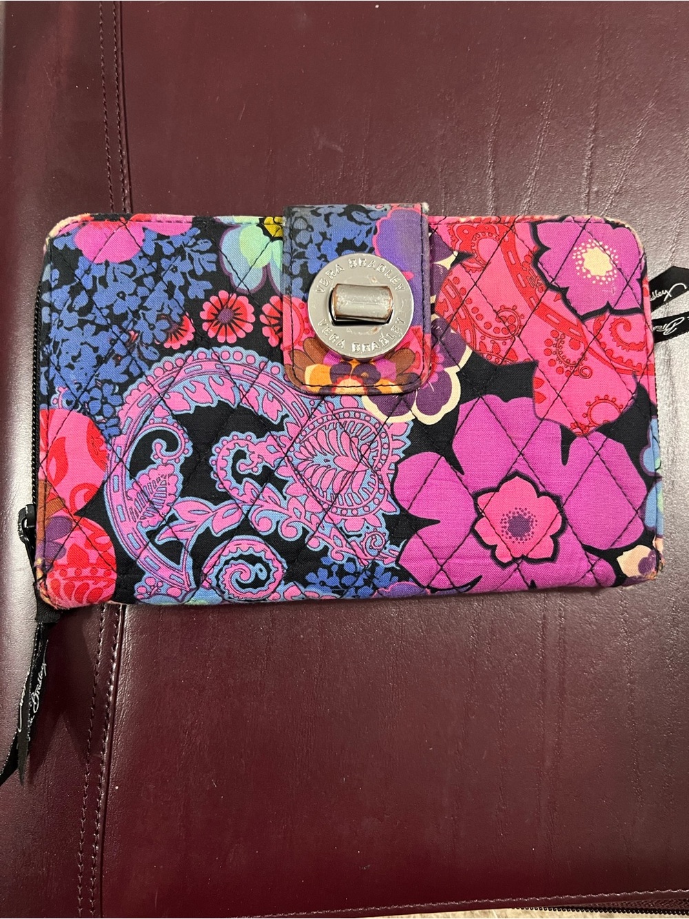 Vera Bradley Pink Multi Quilted Zip Wallet